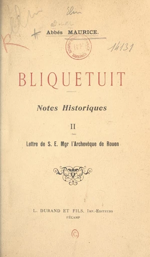 Bliquetuit (2) - Ad. Maurice, Ar. Maurice - FeniXX réédition numérique