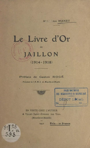 Le livre d'or de Jaillon - Léon Manet - FeniXX réédition numérique