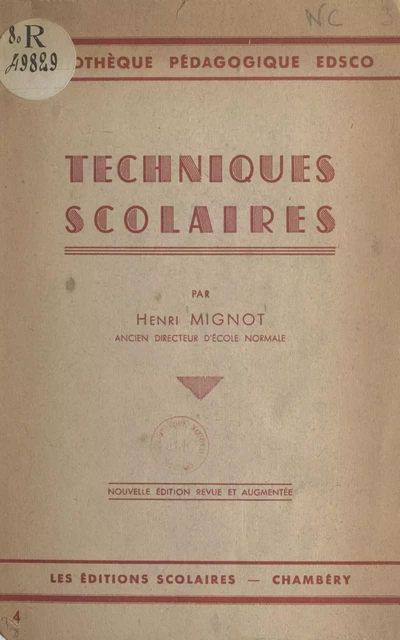 Techniques scolaires - Henri Mignot - FeniXX réédition numérique