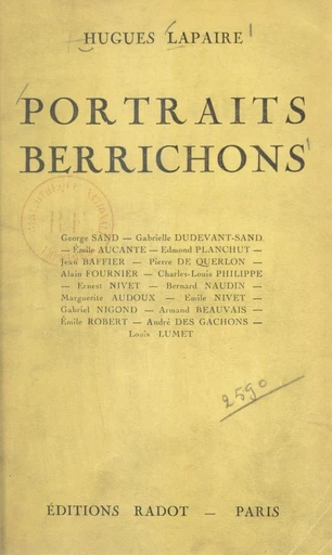 Portraits berrichons - Hugues Lapaire - FeniXX réédition numérique