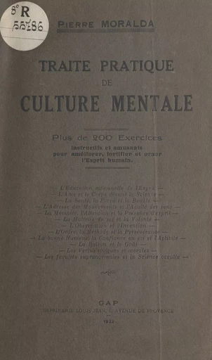 Traité pratique de culture mentale - Pierre Moralda - FeniXX réédition numérique