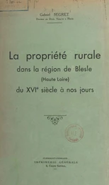 La propriété rurale dans la région de Blesle, Haute-Loire, du XVIe siècle à nos jours