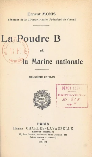 La poudre B et la marine nationale - Ernest Monis - FeniXX réédition numérique