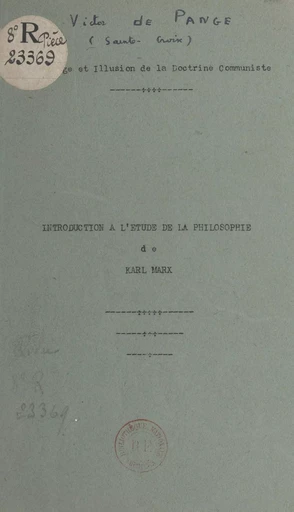 Prestige et illusion de la doctrine communiste - Victor de Pange - FeniXX réédition numérique