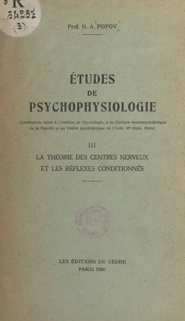 Études de psychophysiologie (3) - N. A. Popov - FeniXX réédition numérique