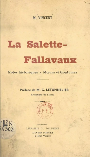 La Salette-Fallavaux - M. Vincent - FeniXX réédition numérique