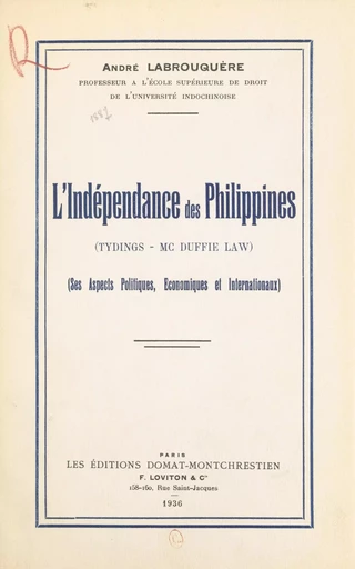 L'indépendance des Philippines - André Labrouquère - FeniXX réédition numérique