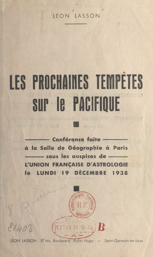 Les prochaines tempêtes sur le Pacifique - Léon Lasson - FeniXX réédition numérique