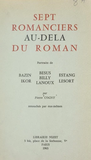 Sept romanciers au-delà du roman - Pierre Cogny - FeniXX réédition numérique