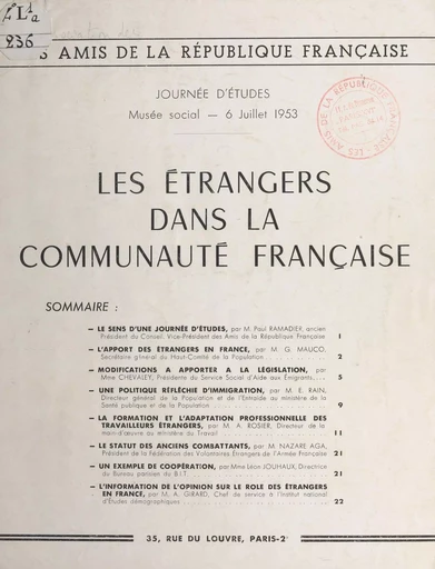 Les étrangers dans la communauté française - Nazare Aga,  Chevaley - FeniXX réédition numérique