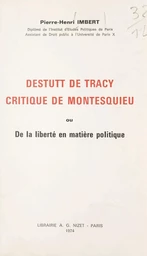 Destutt de Tracy, critique de Montesquieu