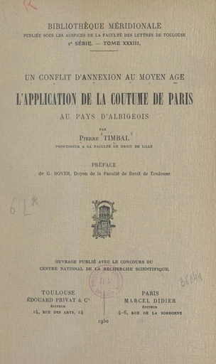 Un conflit d'annexion au Moyen Âge - Pierre Timbal - FeniXX réédition numérique