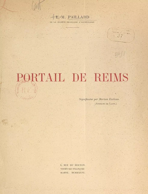 Portail de Reims - E.-M. Paillard - FeniXX réédition numérique