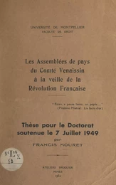 Les assemblées de pays du Comté Venaissin à la veille de la Révolution française