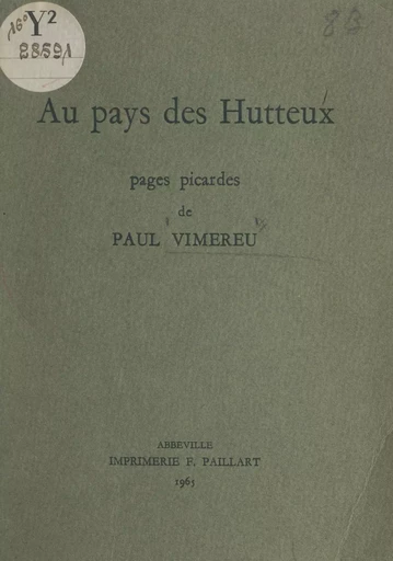 Au pays des Hutteux - Paul Vimereu - FeniXX réédition numérique