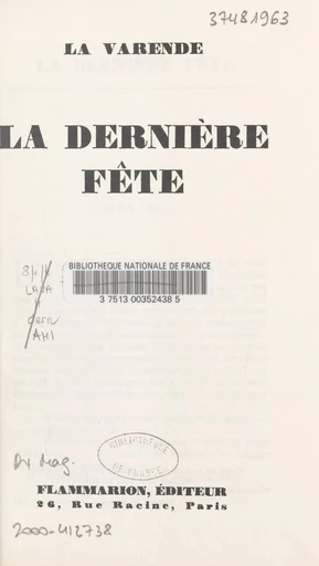 La dernière fête - Jean de La Varende - FeniXX réédition numérique