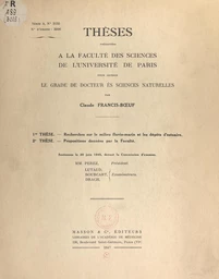 Recherches sur le milieu fluvio-marin et les dépôts d'estuaire