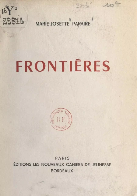 Frontières - Marie-Josette Paraire - FeniXX réédition numérique