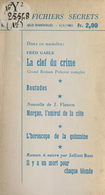 La clef du crime - J. Flamen, Fred Gable, Jolliett Ross - FeniXX réédition numérique