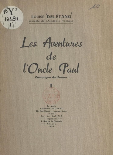 Les aventures de l'Oncle Paul (1) - Louise Delétang - FeniXX réédition numérique