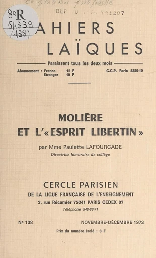 Molière et l'esprit libertin - Paulette Lafourcade - FeniXX réédition numérique