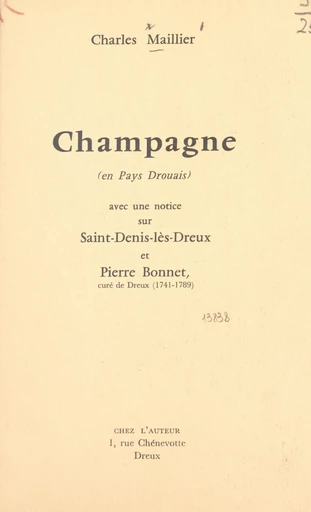 Champagne (en Pays Drouais) - Charles Maillier - FeniXX réédition numérique