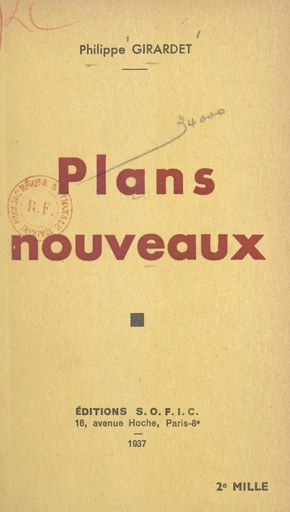 Plans nouveaux - Philippe Girardet - FeniXX réédition numérique