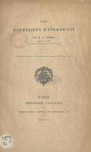 Les bas-reliefs d'Angkor-Vat - M.G. Cœdès - FeniXX réédition numérique