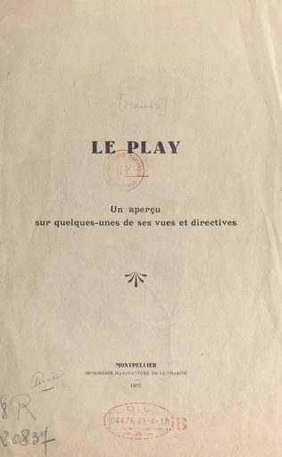 Le Play - Édouard Maistre - FeniXX réédition numérique