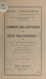 Comment lire et expliquer un texte philosophique