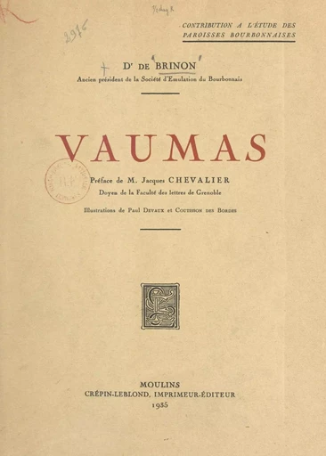 Vaumas -  de Brinon - FeniXX réédition numérique