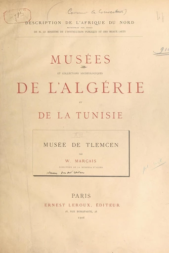 Musée de Tlemcen - William Marçais - FeniXX réédition numérique