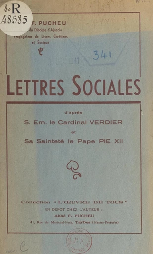 Lettres sociales - Fernand Pucheu - FeniXX réédition numérique