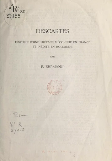 Descartes - Paul Ehrmann - FeniXX réédition numérique