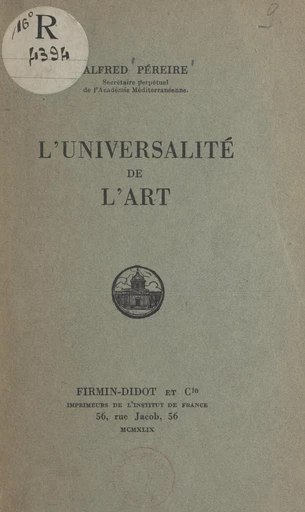 L'universalité de l'art - Alfred Péreire - FeniXX réédition numérique