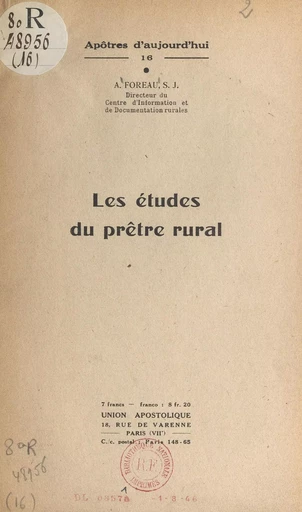 Les études du prêtre rural - Alfred Foreau - FeniXX réédition numérique