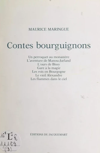 Contes bourguignons - Maurice Maringue - FeniXX réédition numérique