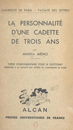 La personnalité d'une cadette de trois ans - Angéla Médici - FeniXX réédition numérique