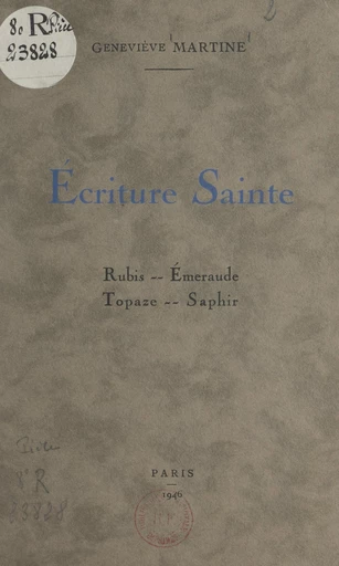 Écriture sainte - Geneviève Martine - FeniXX réédition numérique