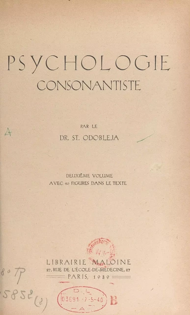 Psychologie consonantiste (2) - St. Odobleja - FeniXX réédition numérique