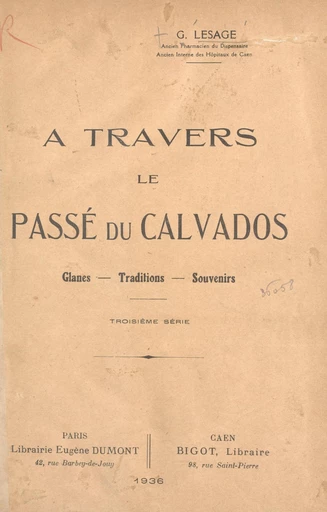 À travers le passé du Calvados - Georges Lesage - FeniXX réédition numérique