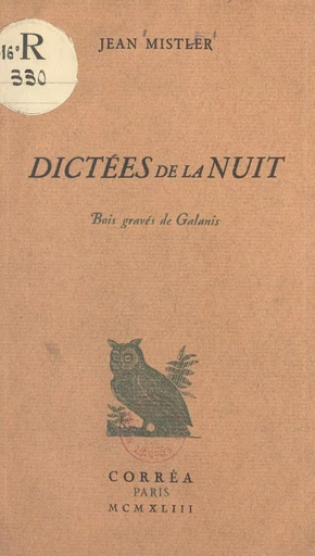 Dictées de la nuit - Jean Mistler - FeniXX réédition numérique