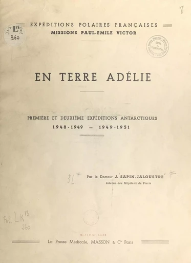 En terre Adélie - Jean Sapin-Jaloustre - FeniXX réédition numérique