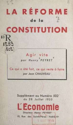 La réforme de la Constitution - Jean Chauveau, Henry Peyret - FeniXX réédition numérique