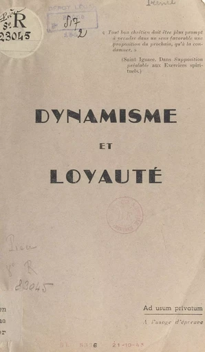 Dynamisme et loyauté -  Irénée - FeniXX réédition numérique