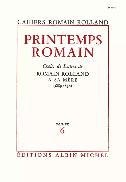 Printemps romain - Romain Rolland - Albin Michel