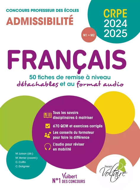 Français - CRPE 2024-2025 - 50 fiches de remise à niveau - Clarisse Coffin, Marc Loison, Catherine Dolignier, Matthieu Verrier - Vuibert