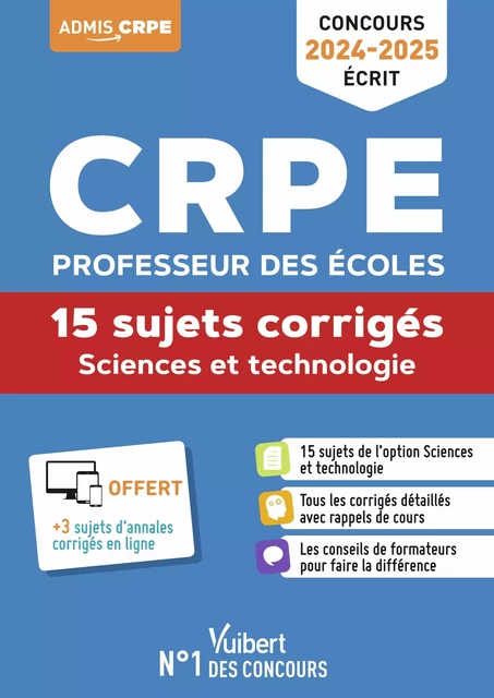 Sciences et technologie - CRPE 2024-2025 - 15 sujets corrigés - Annales 2023 incluses - Cédric Blin, Marc Loison, Manuelle Doin-Lai, Laurent François, Rita Khanfour-Armale - Vuibert