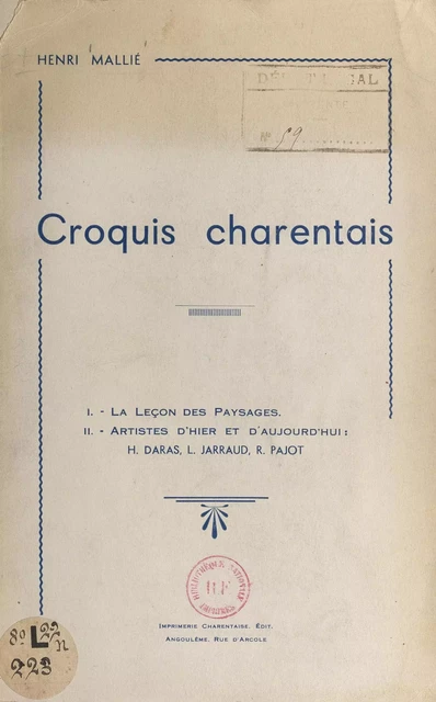 Croquis charentais - Henri Mallié - FeniXX rédition numérique