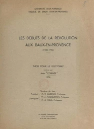 Les débuts de la Révolution aux Baux-en-Provence (1788-1792)